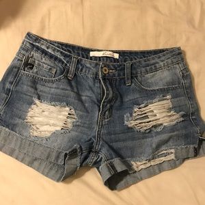 Ripped jean shorts